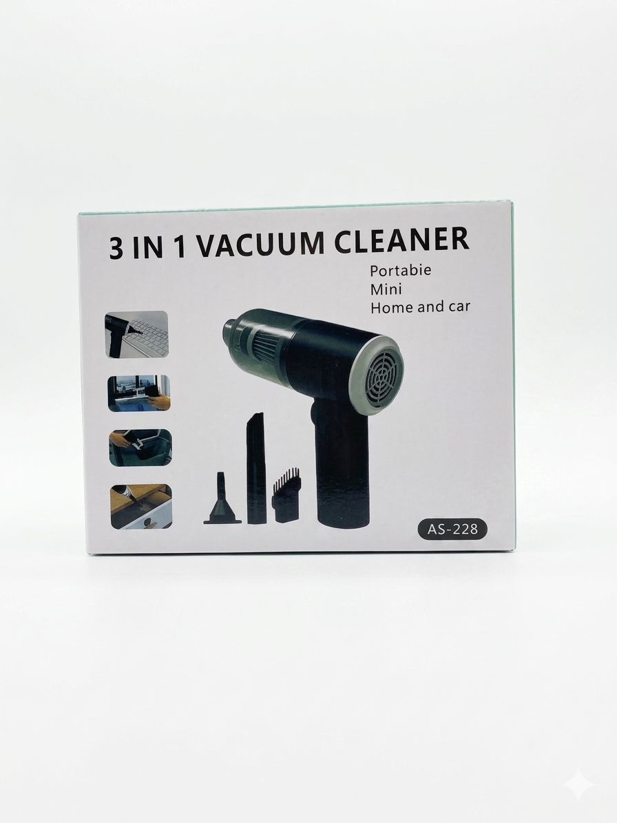 3-in-1 High Power Portable Mini Vacuum Cleaner – Rechargeable Car & Home Cleaner