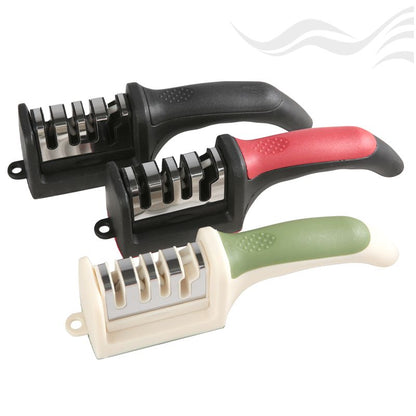 3-Stage Professional Knife Sharpener – Manual Kitchen Knife Sharpening Tool with Anti-Slip Base & Ergonomic Handle