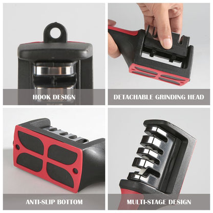 3-Stage Professional Knife Sharpener – Manual Kitchen Knife Sharpening Tool with Anti-Slip Base & Ergonomic Handle