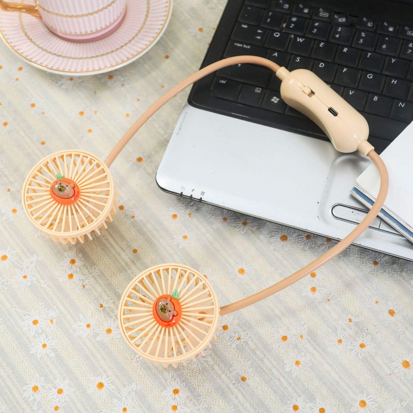 Portable Hands-Free Neck Fan – USB Rechargeable Wearable Lazy Fan with 360° Adjustment & Dual Wind Heads for Outdoor & Travel