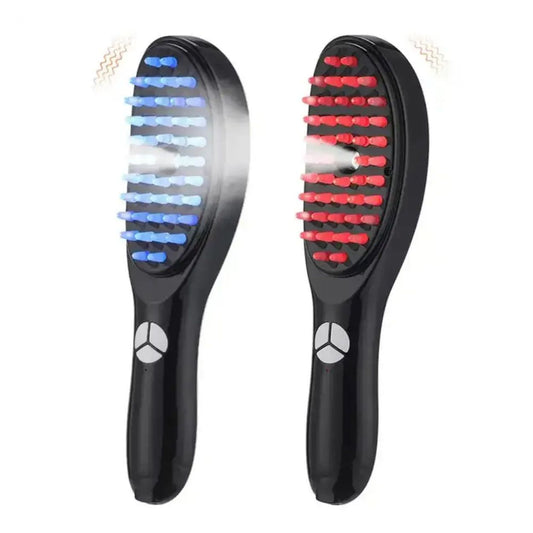 rechargeable Electric Hair Growth Massage Comb – Red & Blue Light Therapy Scalp Massager Brush with Liquid Tank for Hair Regrowth