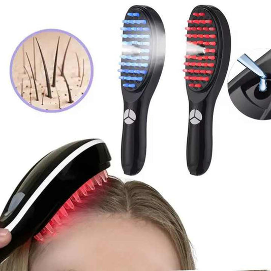 rechargeable Electric Hair Growth Massage Comb – Red & Blue Light Therapy Scalp Massager Brush with Liquid Tank for Hair Regrowth
