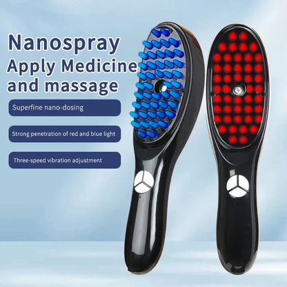 rechargeable Electric Hair Growth Massage Comb – Red & Blue Light Therapy Scalp Massager Brush with Liquid Tank for Hair Regrowth