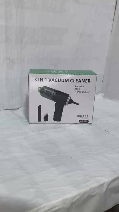 3-in-1 High Power Portable Mini Vacuum Cleaner – Rechargeable Car & Home Cleaner