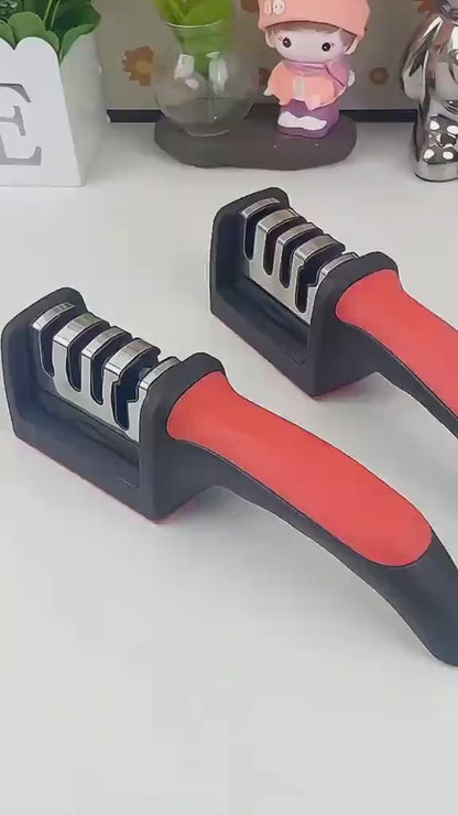 3-Stage Professional Knife Sharpener – Manual Kitchen Knife Sharpening Tool with Anti-Slip Base & Ergonomic Handle